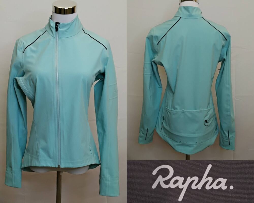 Rapha Cycling Jacket Women's S Blue Reflective Water Resistant Pockets #J4843
